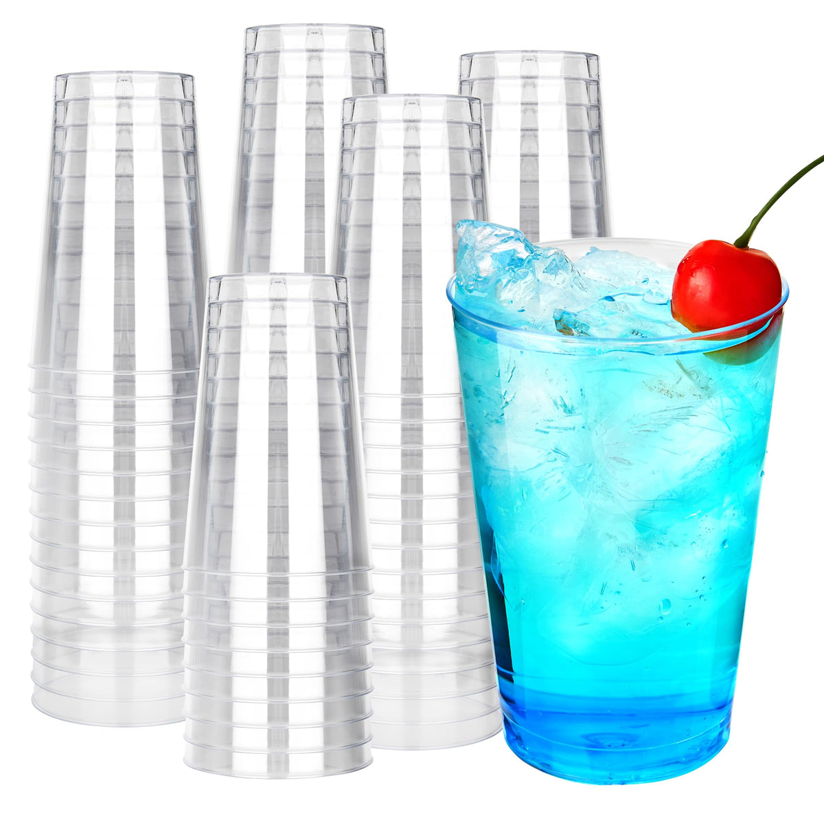 RACETOP 9 oz Clear Plastic Cups 100 packs, Perfect for Parties, Wedding