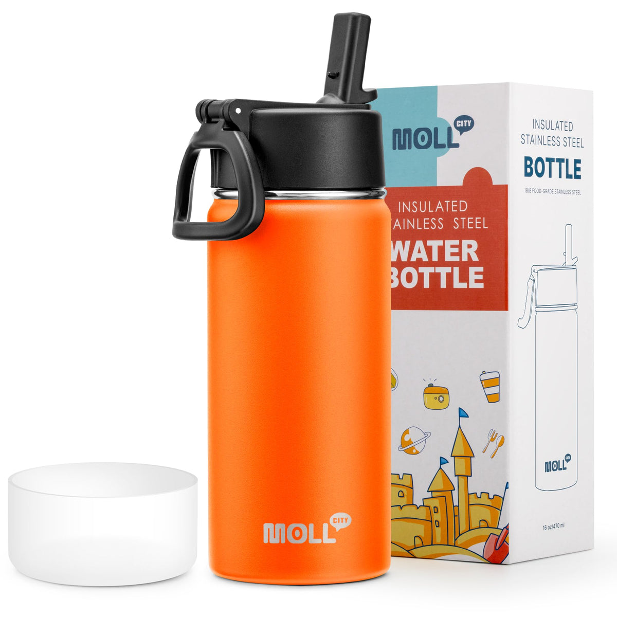 Stainless Steel Water Bottle 16 oz, Grass Green