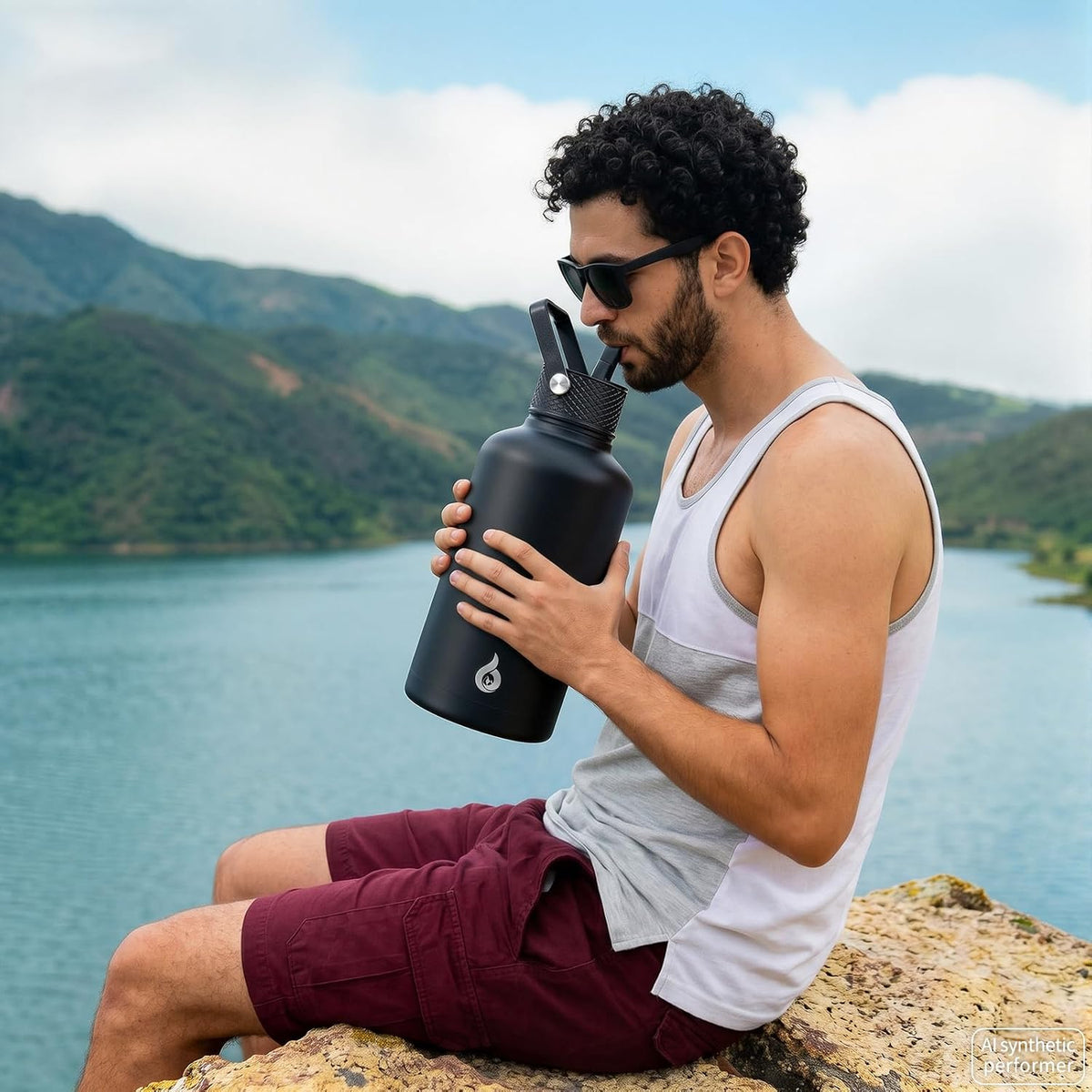 BJPKPK 64oz Insulated Water Bottle, Half Gallon Water Jug with Straw Lid