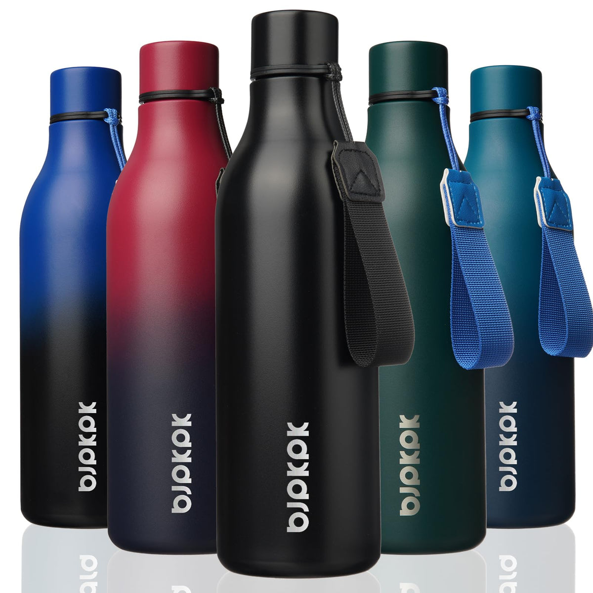 BJPKPK 18oz Insulated Water Bottle, Stainless Steel Bottle with Carry Strap
