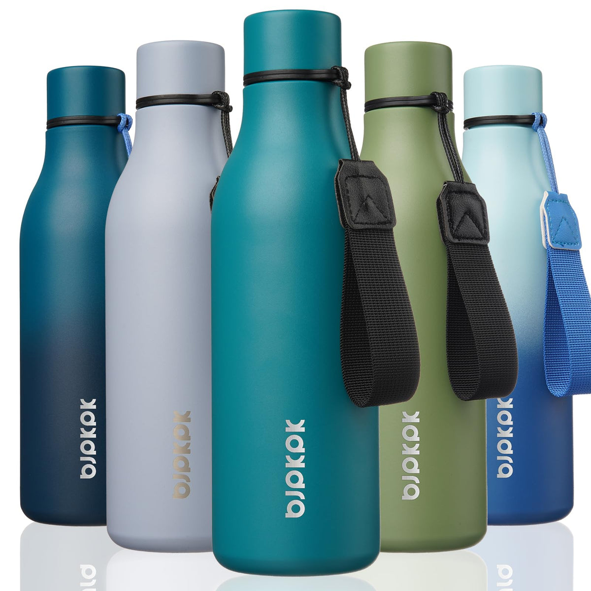 BJPKPK 18oz Insulated Water Bottle, Stainless Steel Bottle with Carry Strap