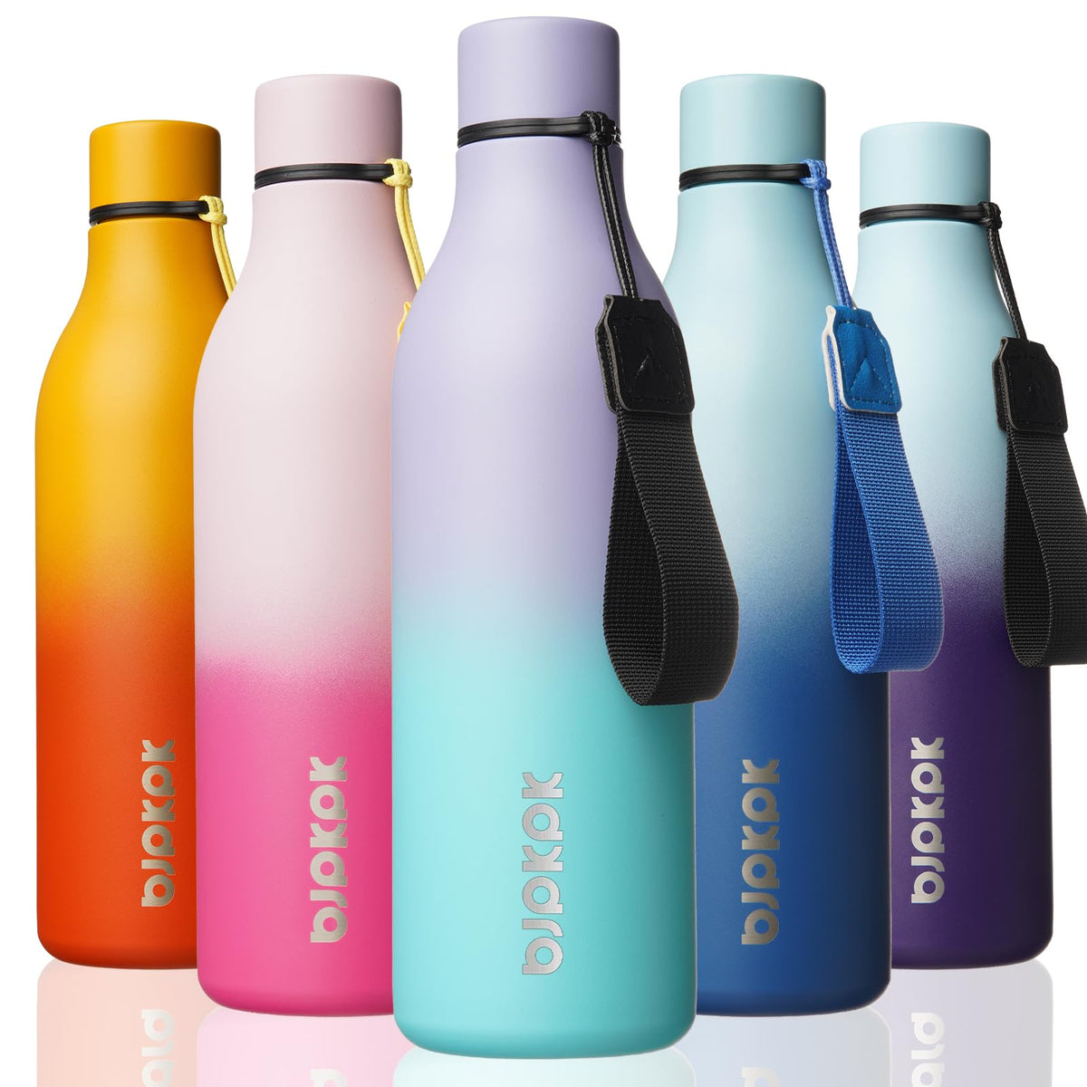 BJPKPK 18oz Insulated Water Bottle, Stainless Steel Bottle with Carry Strap