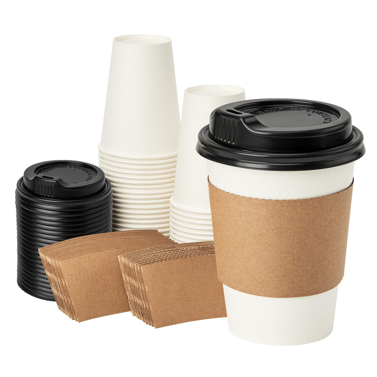 RACETOP 8 oz Disposable Coffee Cups 500 pack, Hot Coffee Cups