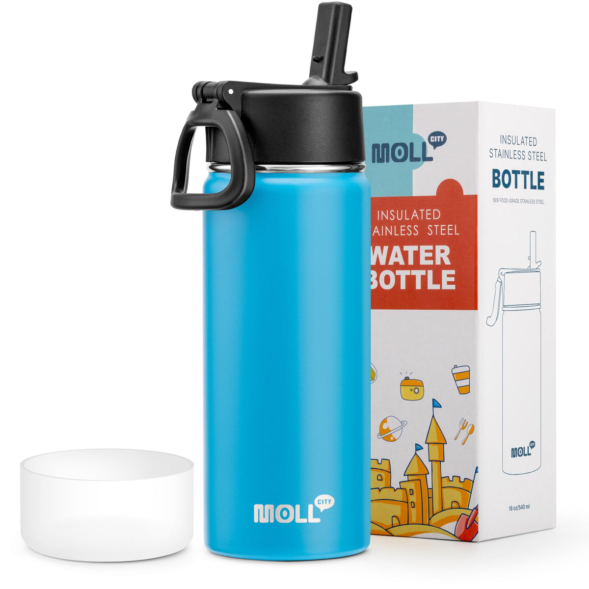 Stainless Steel Water Bottle 16 oz, Grass Green