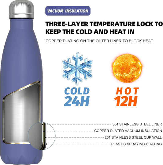 WATERSY Stainless Steel water bottle,17oz Insulated Water Bottles