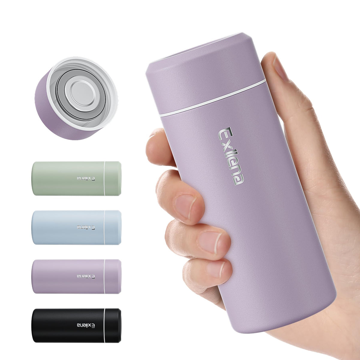【Upgraded】Exllena Small Insulated Water Bottle 8 oz/250ml– Mini Insulated Water Bottle for Hot & Cold Drinks, Perfect Small Flask for Travel, Purse...(Lake Blue)