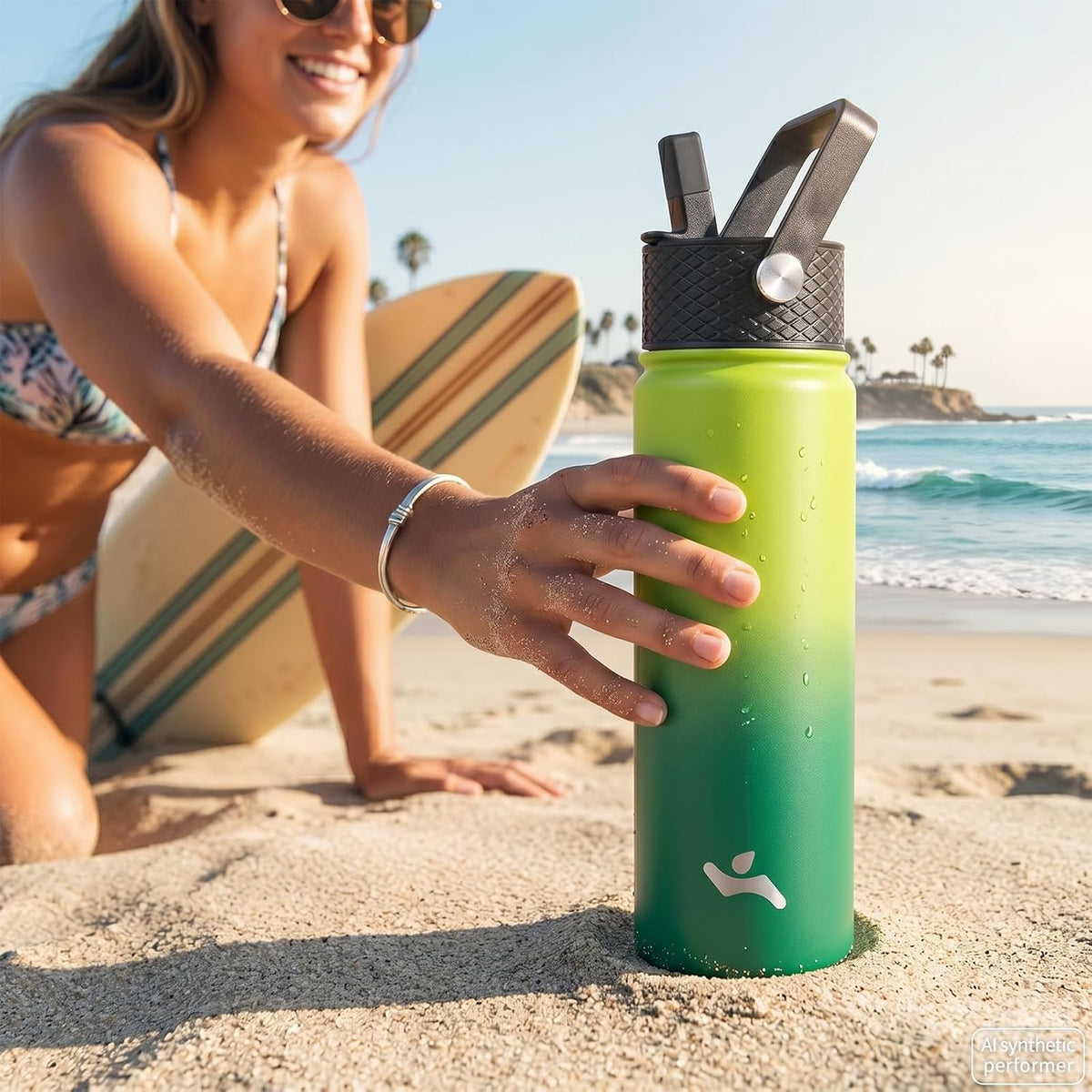 Konokyo 22 oz Insulated Stainless Steel Water Bottle with Straw Lid