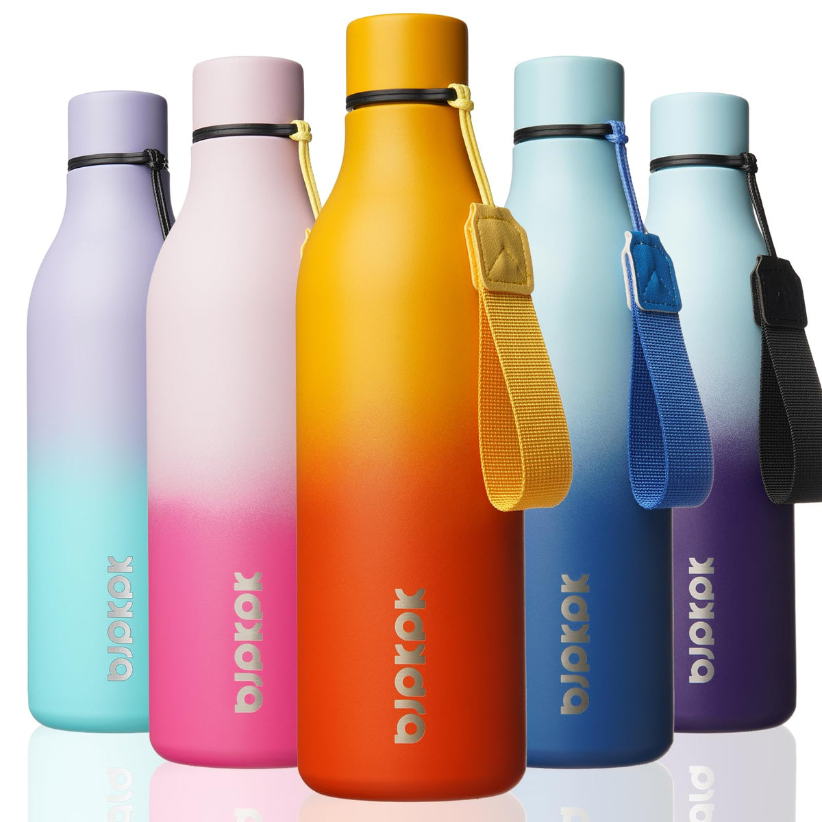 BJPKPK 18oz Insulated Water Bottle, Stainless Steel Bottle with Carry Strap