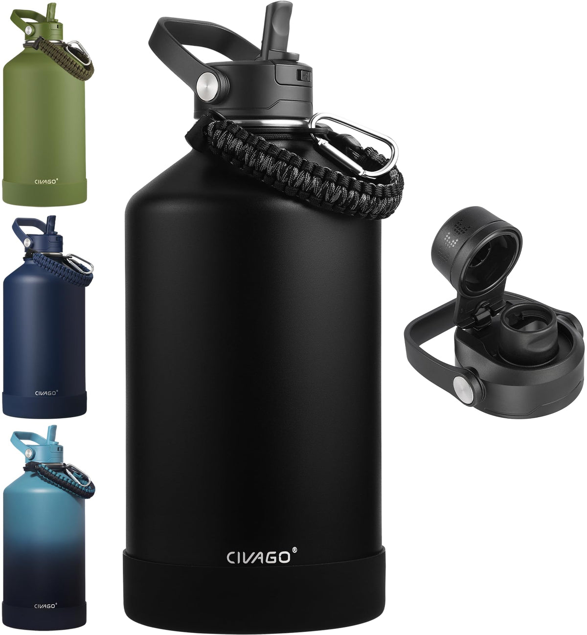 CIVAGO 24 oz Insulated Stainless Steel Water Bottle with Removable Straw