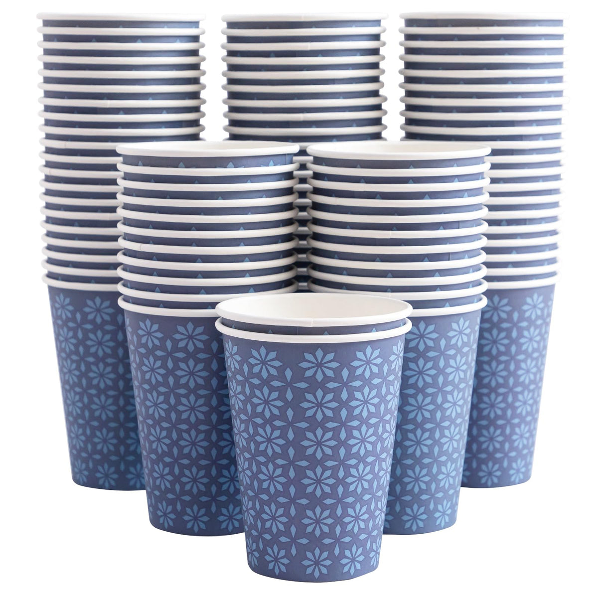 Clawsoff 300 Pack Paper Cups 8 oz Bulk Disposable Coffee Cups Navy Floral