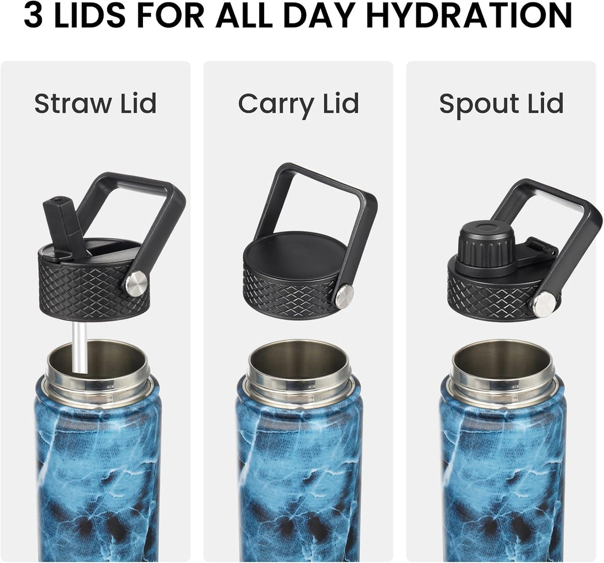 Konokyo 22 oz Insulated Stainless Steel Water Bottle with Straw Lid