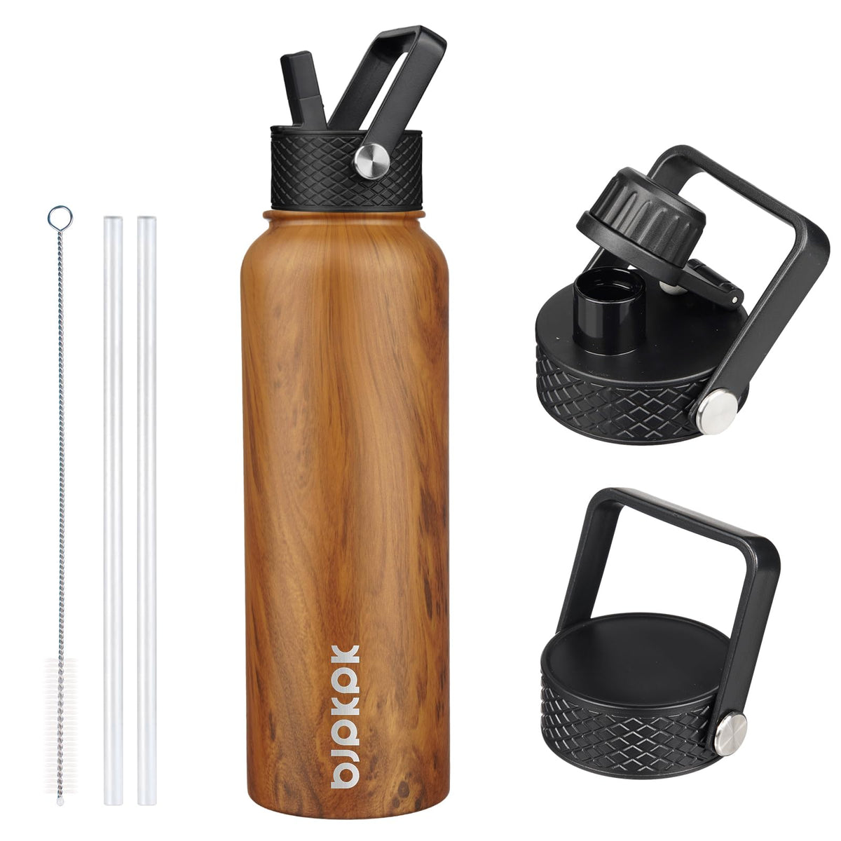 BJPKPK 64oz Insulated Water Bottle, Half Gallon Water Jug with Straw Lid