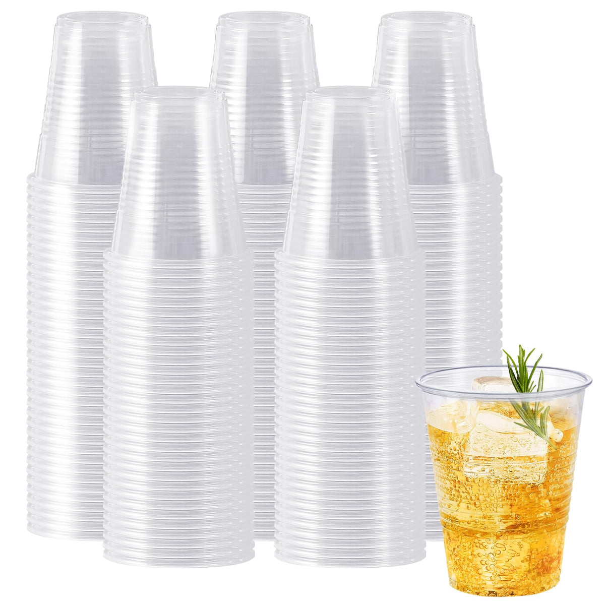 SIUQ 600 Pack 9 oz Plastic Cups, Clear Disposable Plastic Water Cups Bulk