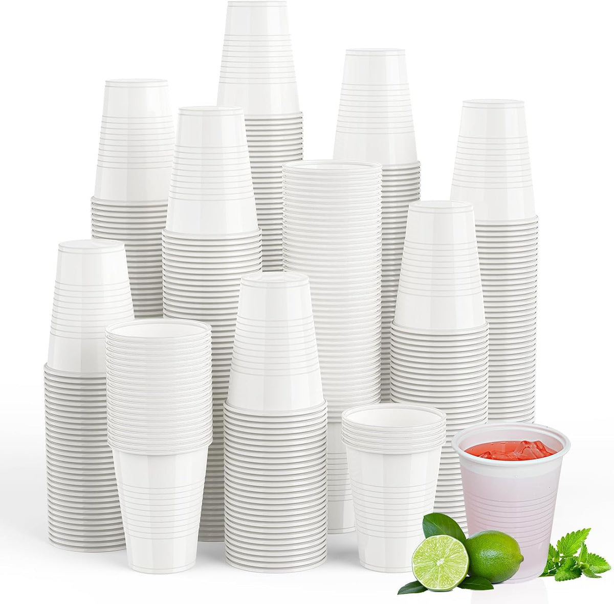 Lilymicky 500 Pack 7 oz White Plastic Cups, Disposable Drinking Cups