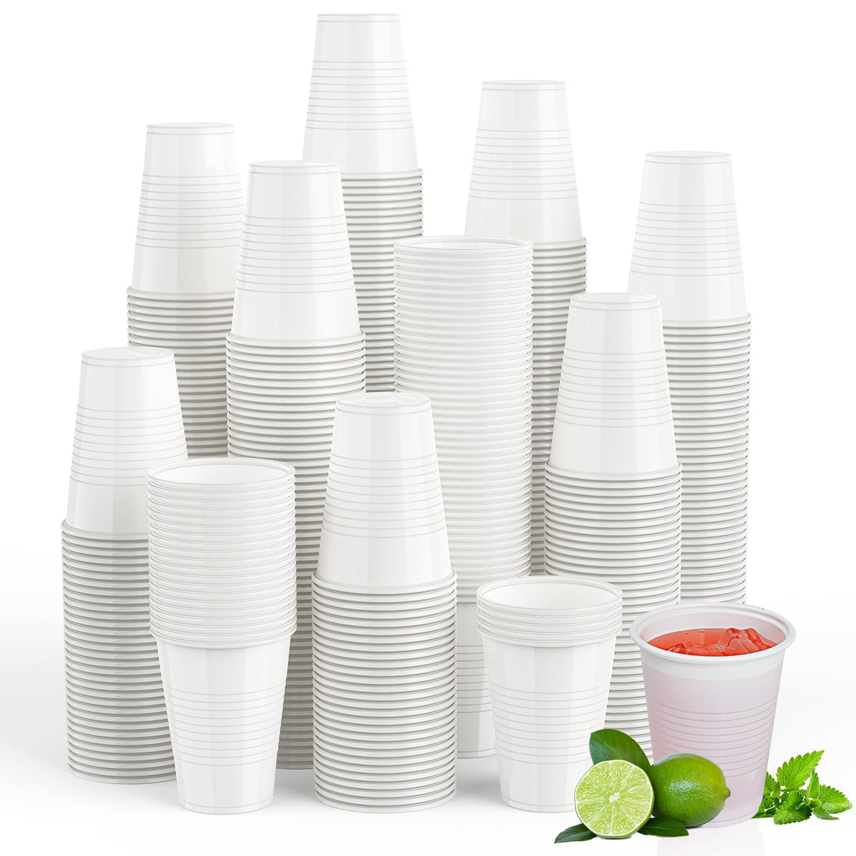 Lilymicky 500 Pack 7 oz White Plastic Cups, Disposable Drinking Cups