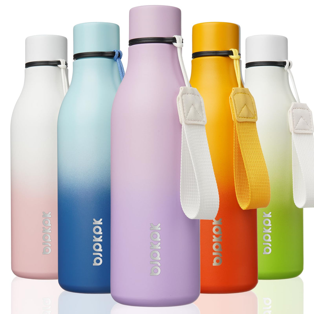 BJPKPK 18oz Insulated Water Bottle, Stainless Steel Bottle with Carry Strap