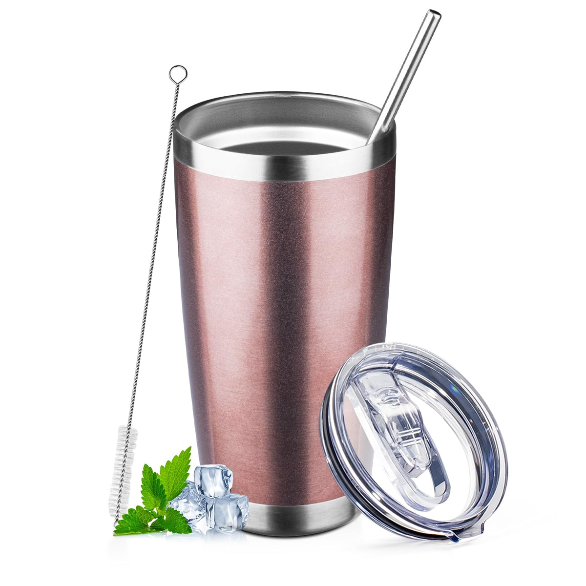 30 oz Tumbler with Lids and Straws Double Wall Insulated Tumbler Cup,Stainless Steel Leak-proof Thermal Coffee Tumbler Powder Coated Travel Mug for Cold and Hot Beverages,Silver