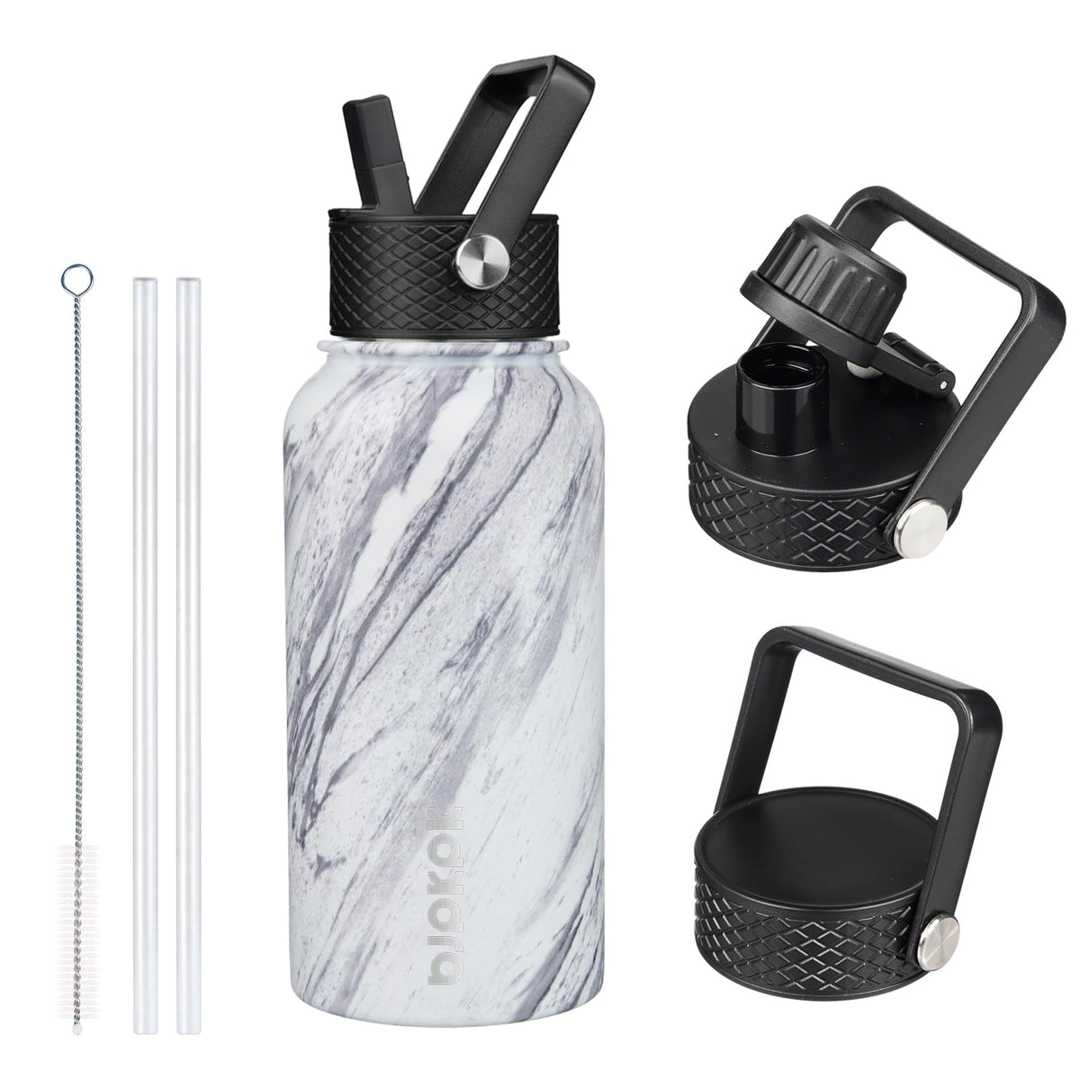 BJPKPK 64oz Insulated Water Bottle, Half Gallon Water Jug with Straw Lid