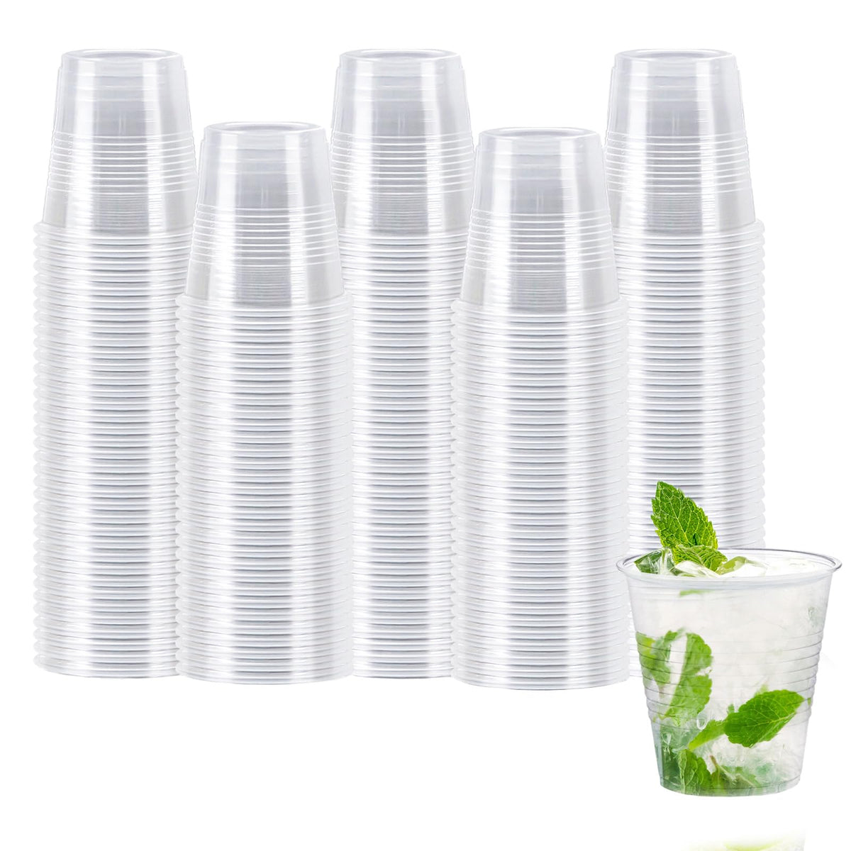 Clawsoff 500 Pack 9 oz Clear Plastic Cups Disposable Clear Water Cups