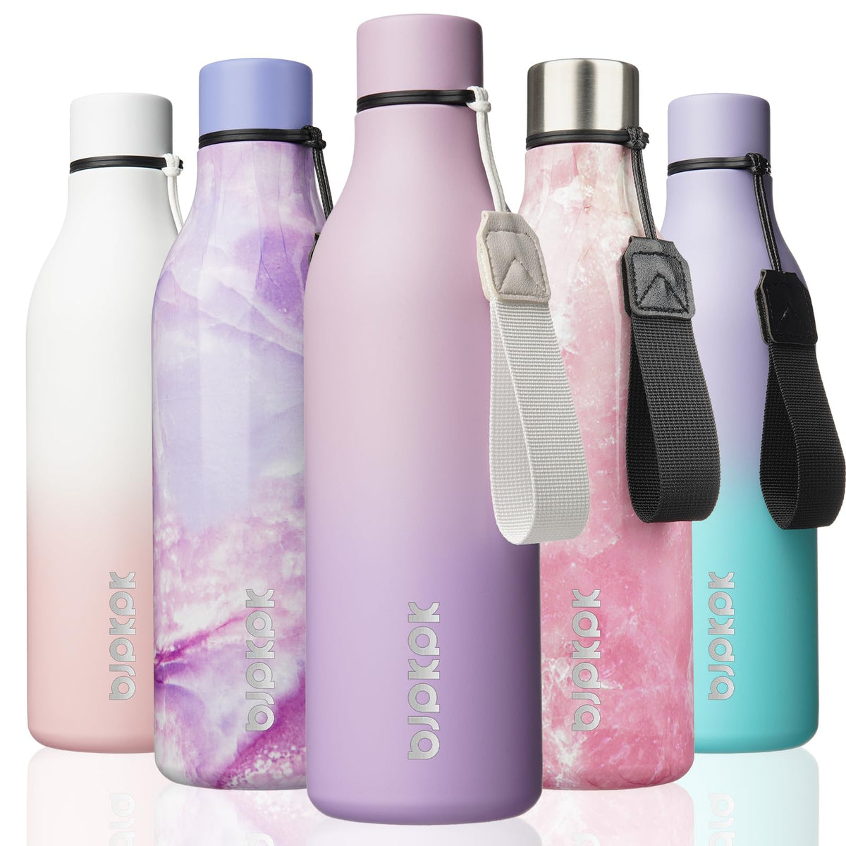BJPKPK 18oz Insulated Water Bottle, Stainless Steel Bottle with Carry Strap