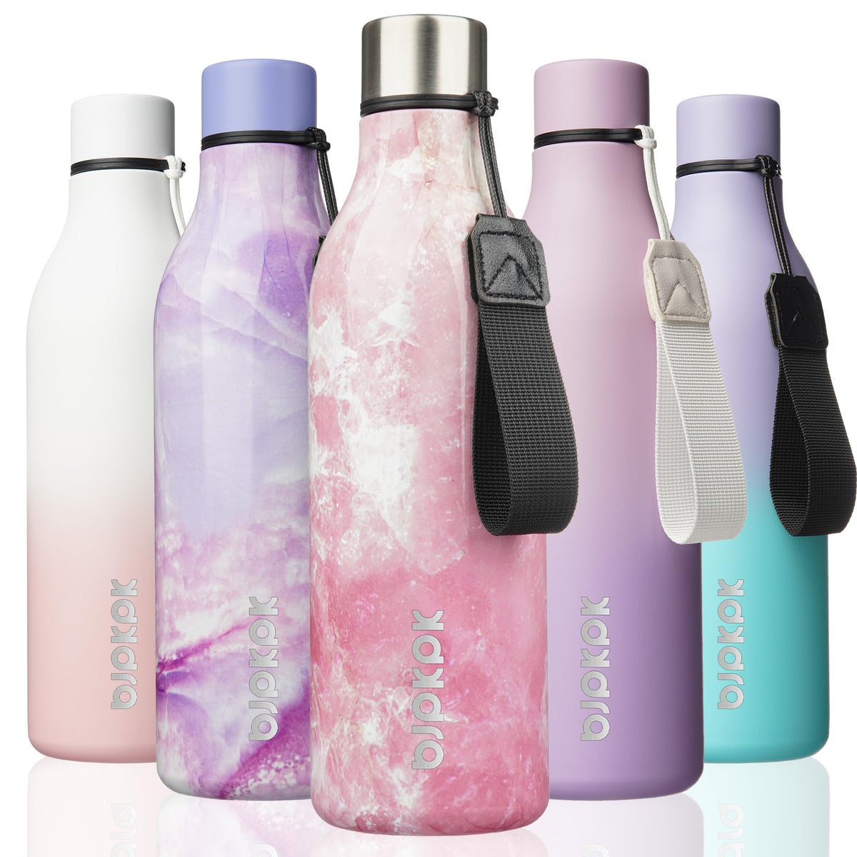 BJPKPK 18oz Insulated Water Bottle, Stainless Steel Bottle with Carry Strap