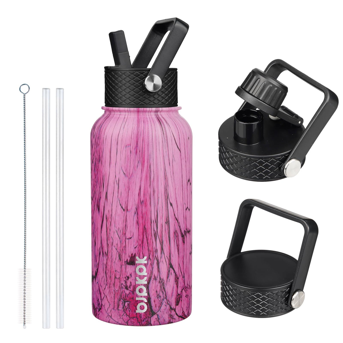 BJPKPK 64oz Insulated Water Bottle, Half Gallon Water Jug with Straw Lid