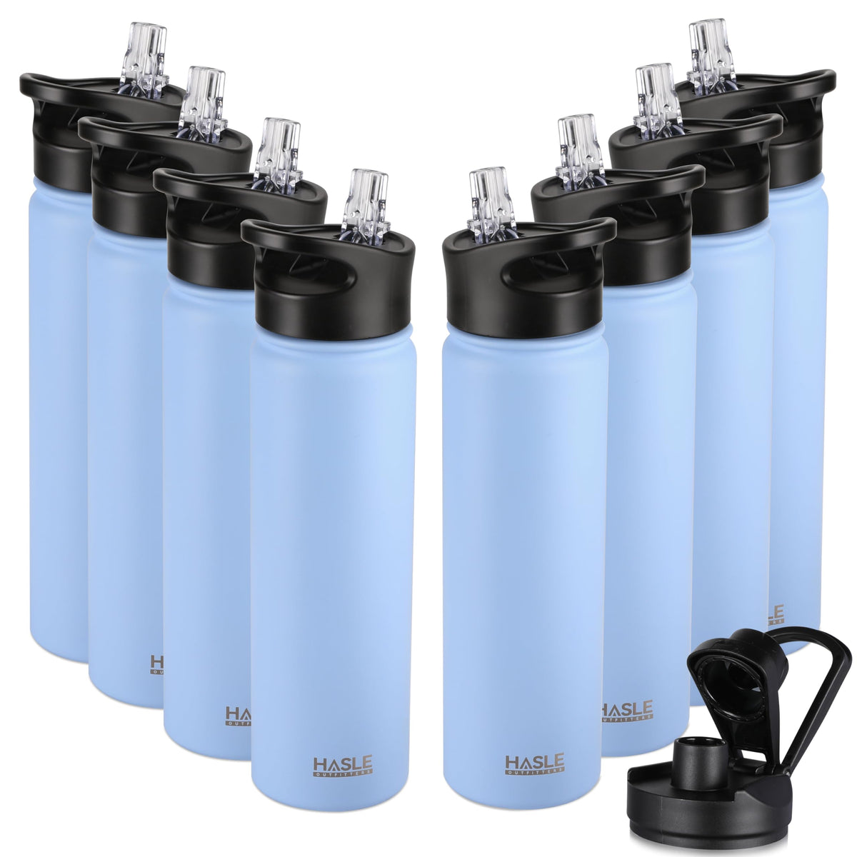 HASLE OUTFITTERS 32 oz Insulated Water Bottle Stainless Steel Double Walled Vacuum Sports Water Bottle with 2 Lids (Straw and Spout Lid) for Gym Camping Hiking(Black,1)