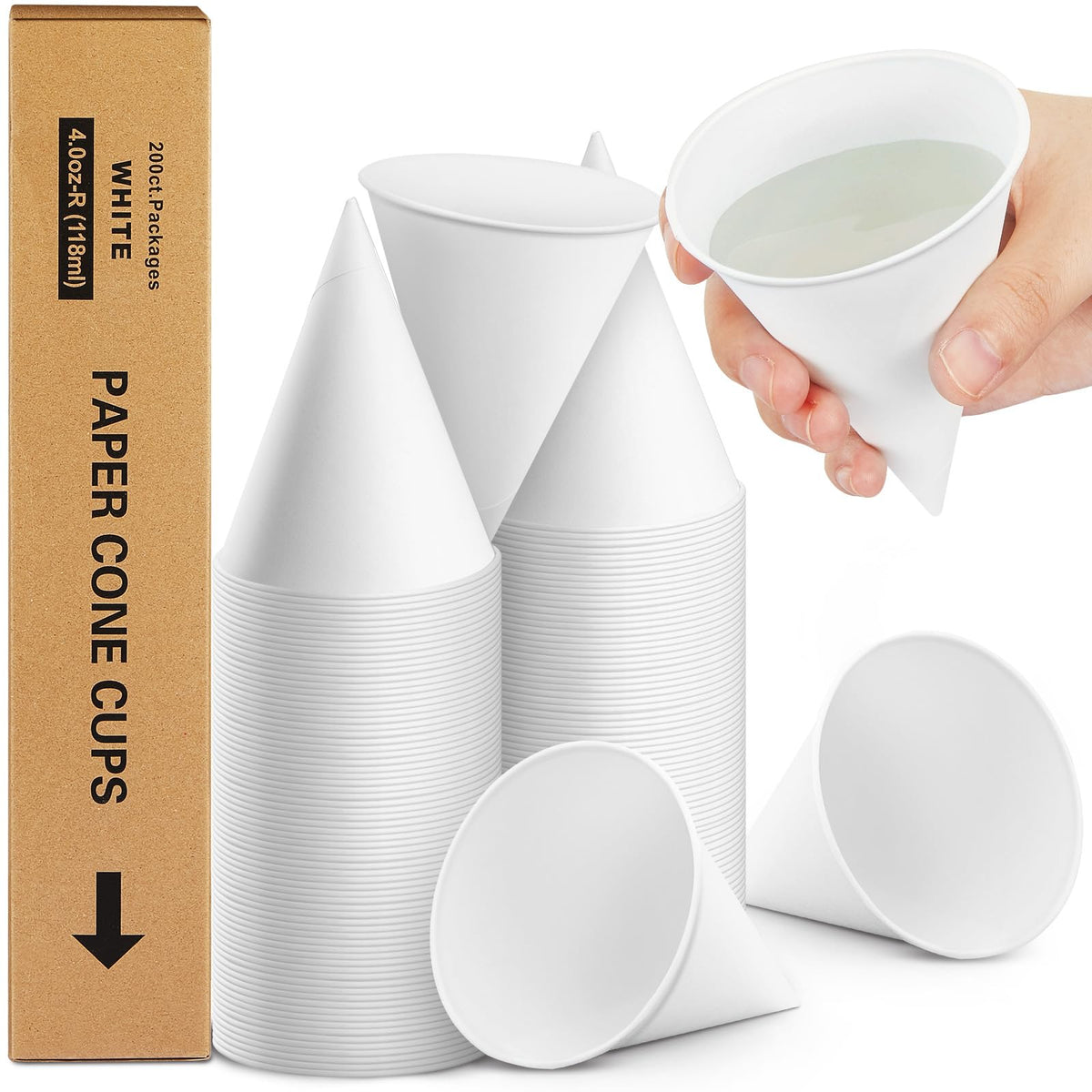 Roshtia Paper Cone Water Cups for Water Cooler Dispenser, 4 oz