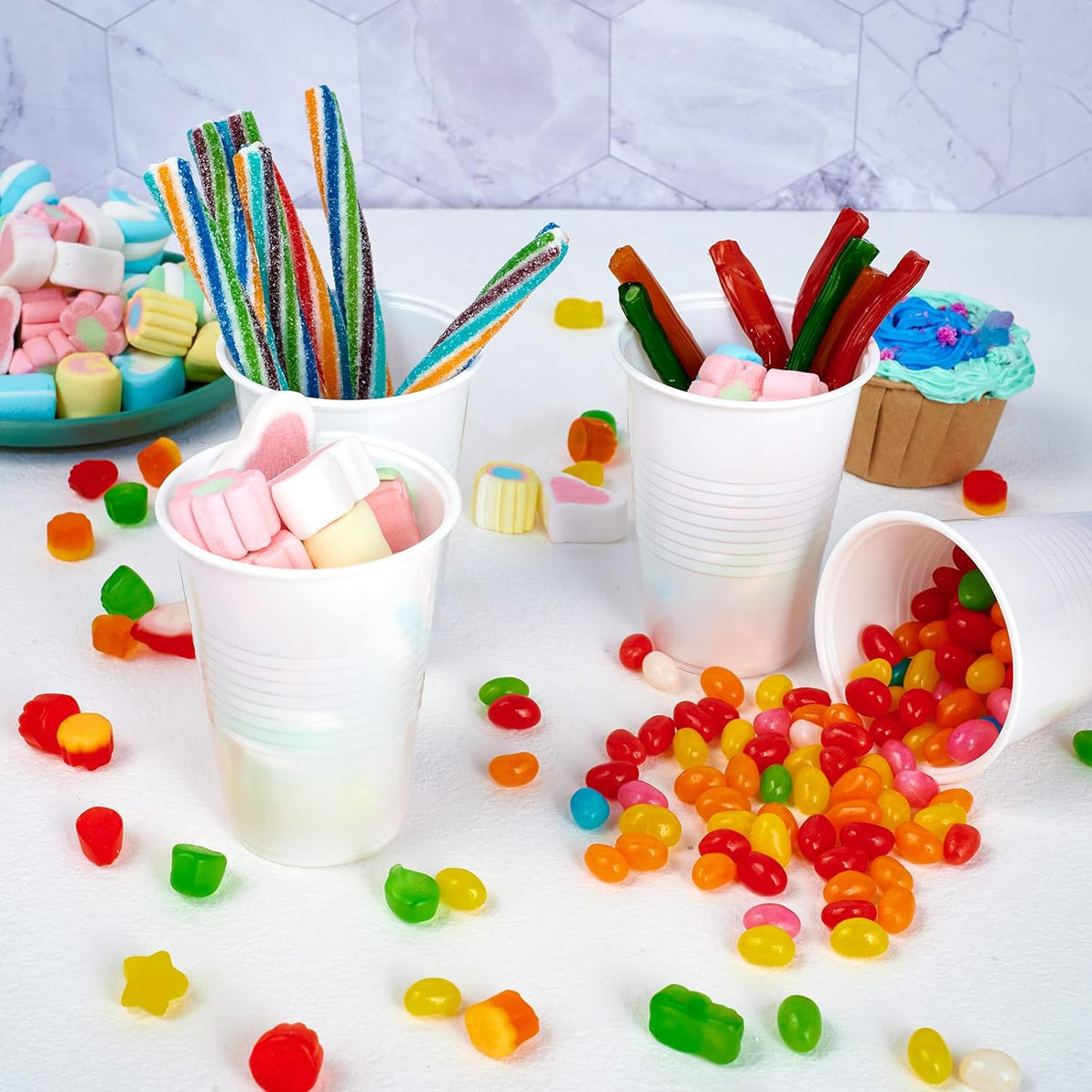 Lilymicky 500 Pack 7 oz White Plastic Cups, Disposable Drinking Cups