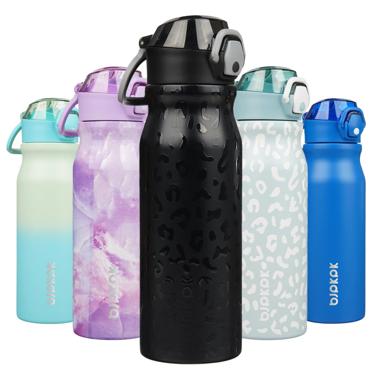BJPKPK 18 oz Water Bottle with Straw & Handle, Insulated Stainless Flask