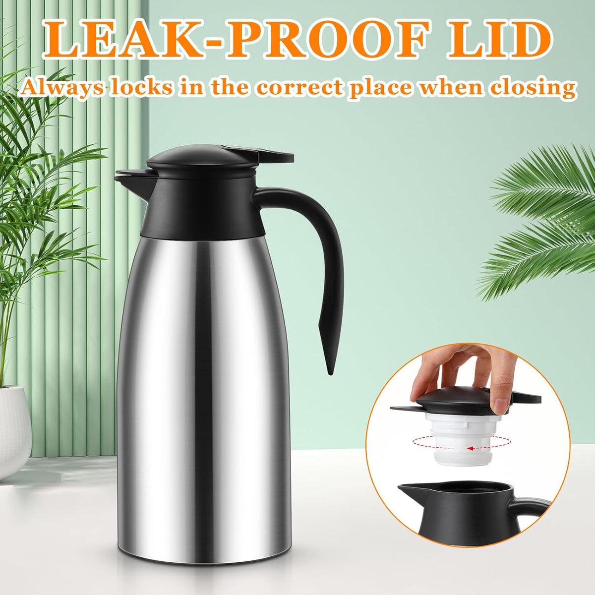Norme 2 Pcs Thermal Coffee Carafe Creamer, Silver, 68 oz