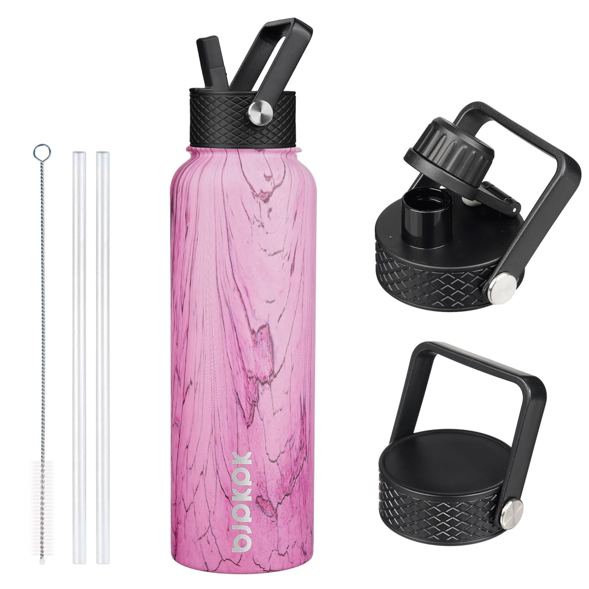 BJPKPK 64oz Insulated Water Bottle, Half Gallon Water Jug with Straw Lid