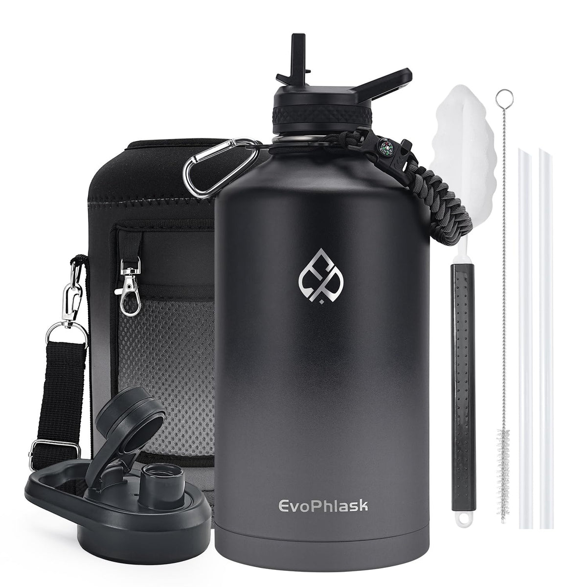 64 oz Insulated Water Bottle with Carrier Bag, Indigo Black