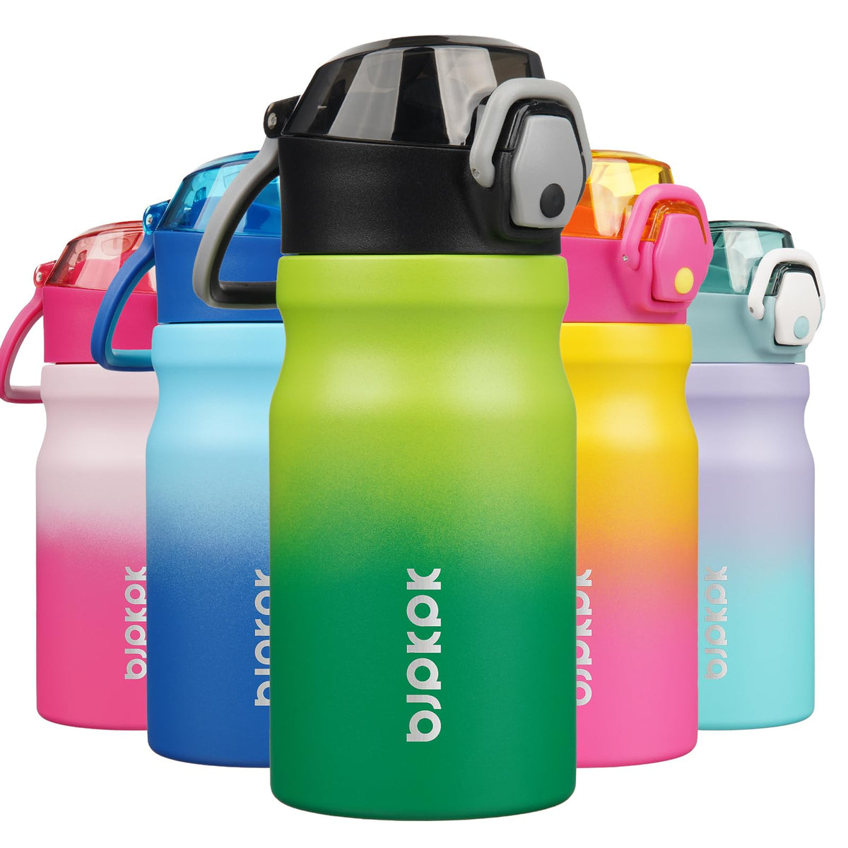 BJPKPK 18 oz Water Bottle with Straw & Handle, Insulated Stainless Flask
