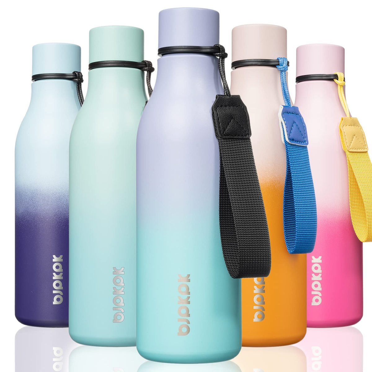 BJPKPK 18oz Insulated Water Bottle, Stainless Steel Bottle with Carry Strap
