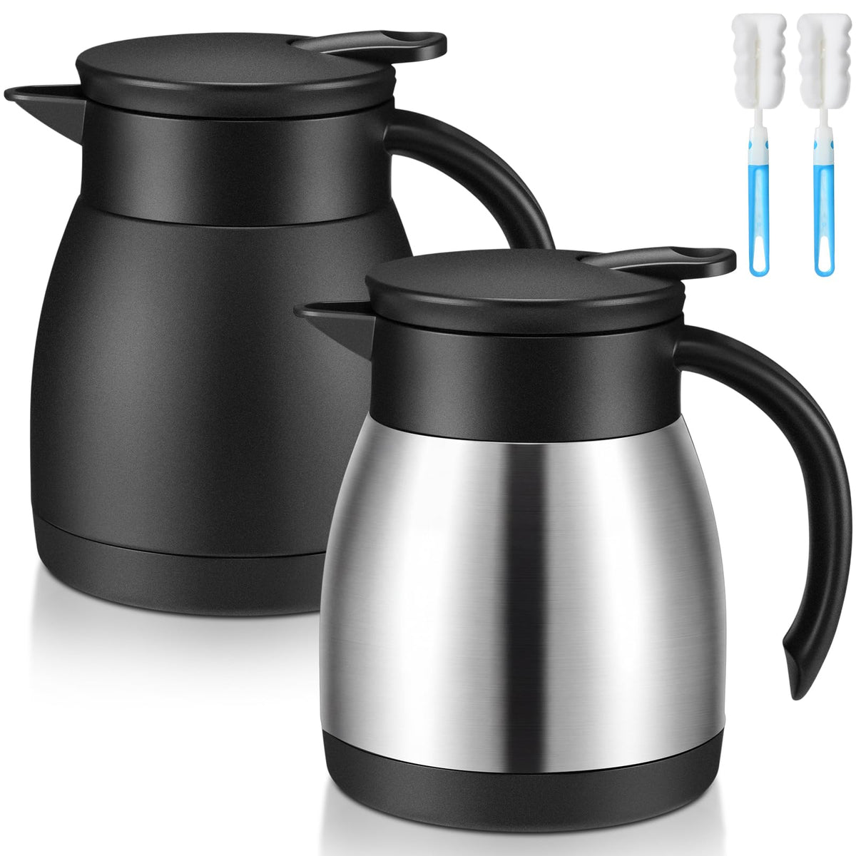 Norme 2 Pcs Thermal Coffee Carafe Creamer, Silver, 68 oz