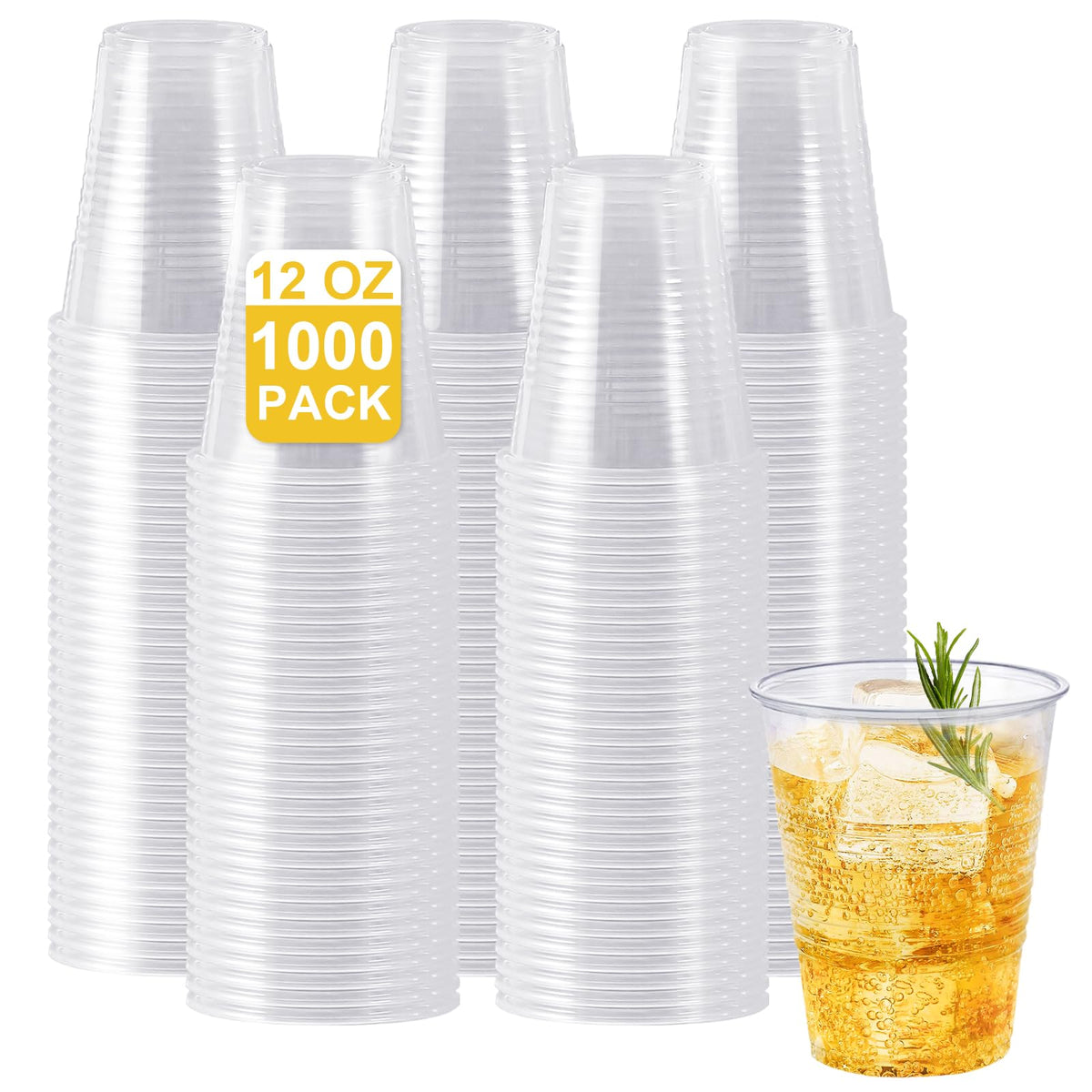 SIUQ 600 Pack 9 oz Plastic Cups, Clear Disposable Plastic Water Cups Bulk