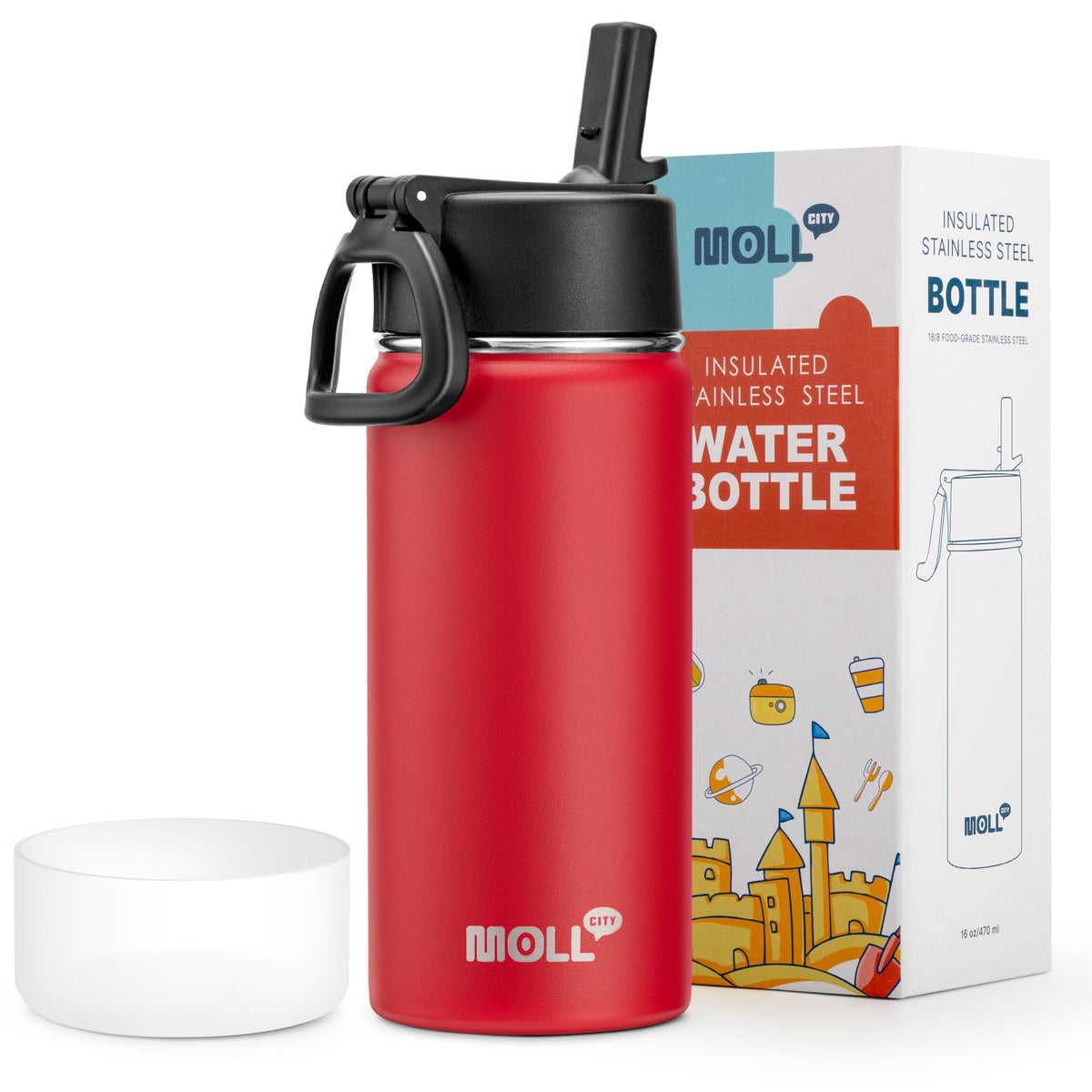 Stainless Steel Water Bottle 16 oz, Grass Green