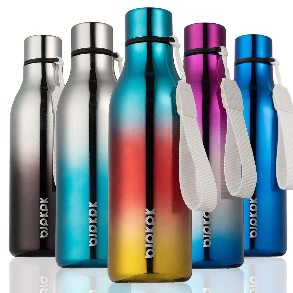 BJPKPK 18oz Insulated Water Bottle, Stainless Steel Bottle with Carry Strap