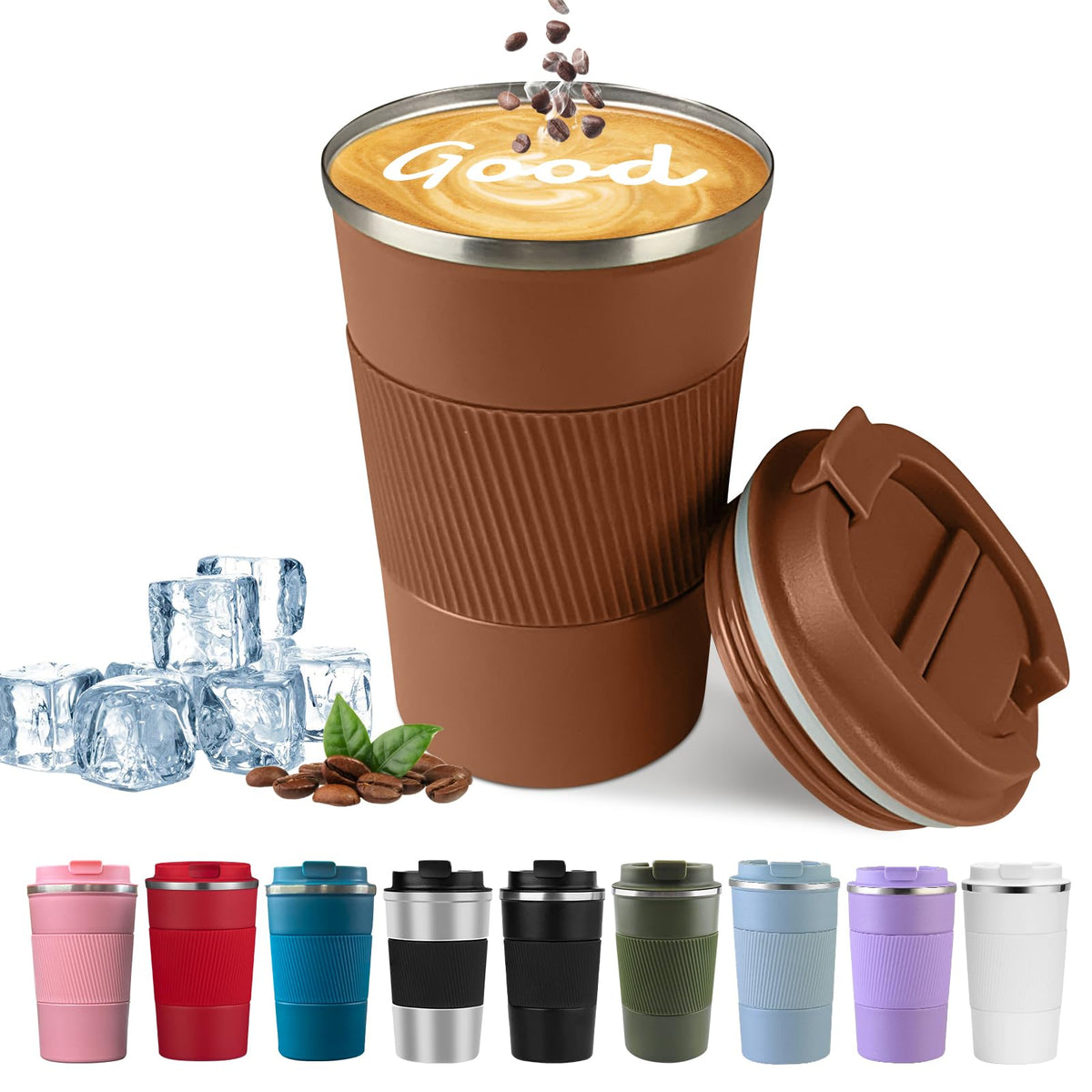 Insulated Travel Coffee Mug, Stainless Steel Coffee Cup with Leakproof Lid