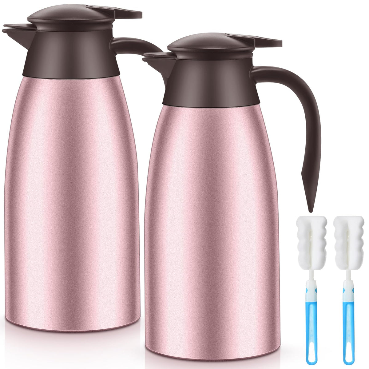 Norme 2 Pcs Thermal Coffee Carafe Creamer, Silver, 68 oz