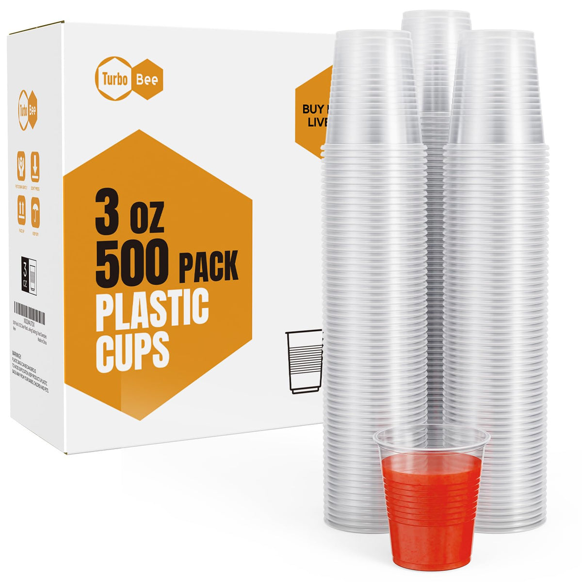 Turbo Bee 500 Pack 9oz Disposable Plastic Cups,Heat-Resistant & Food Safe Drinking Cups for Hot/Cold Beverages, Perfect for Schools, Offices, Events & Commercial Use