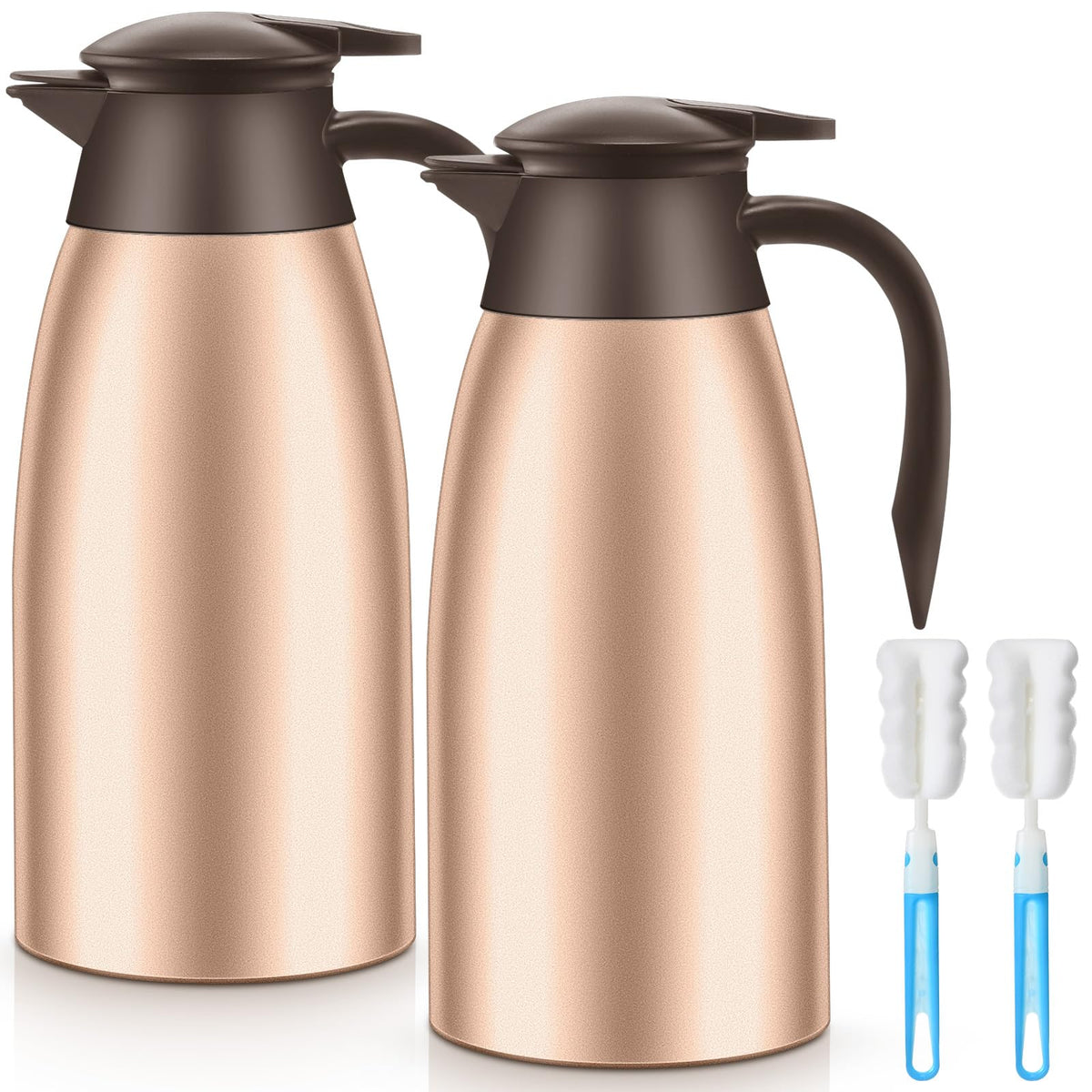 Norme 2 Pcs Thermal Coffee Carafe Creamer, Silver, 68 oz
