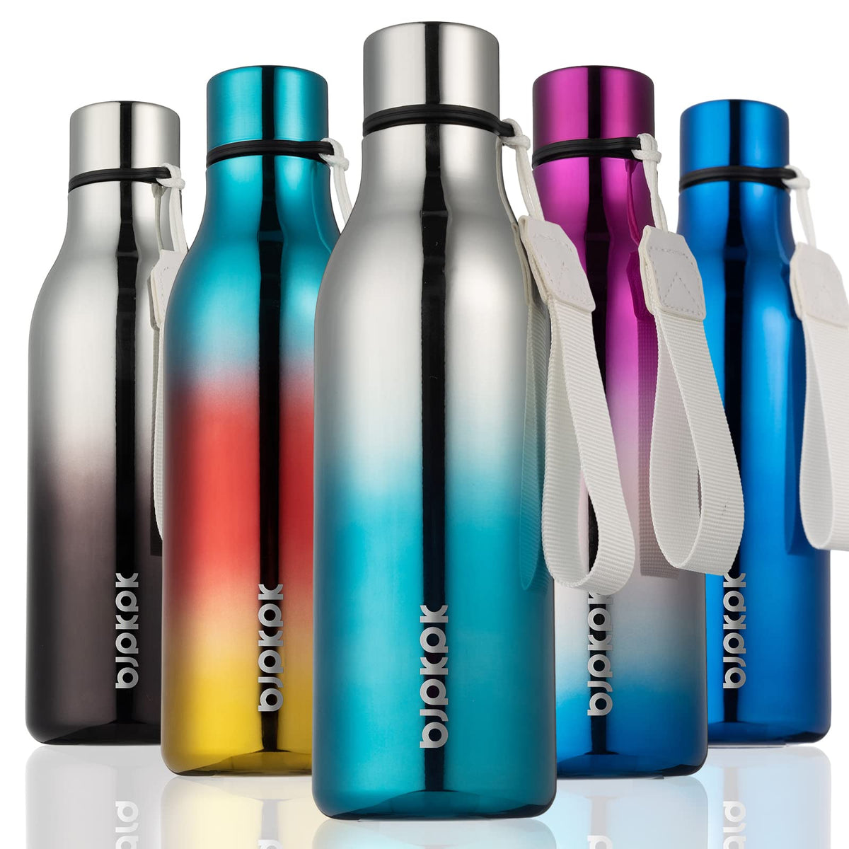 BJPKPK 18oz Insulated Water Bottle, Stainless Steel Bottle with Carry Strap