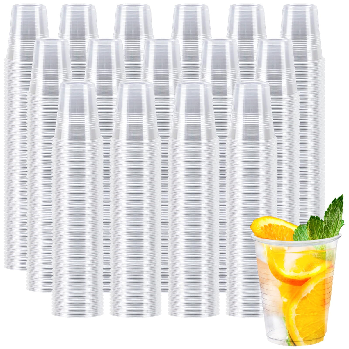 BYSNOW 500 Pack 7 oz Clear Plastic Cups, Disposable Plastic Water Cups
