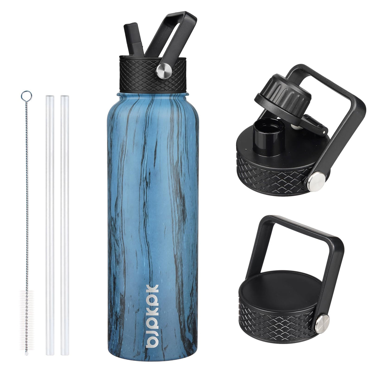 BJPKPK 64oz Insulated Water Bottle, Half Gallon Water Jug with Straw Lid