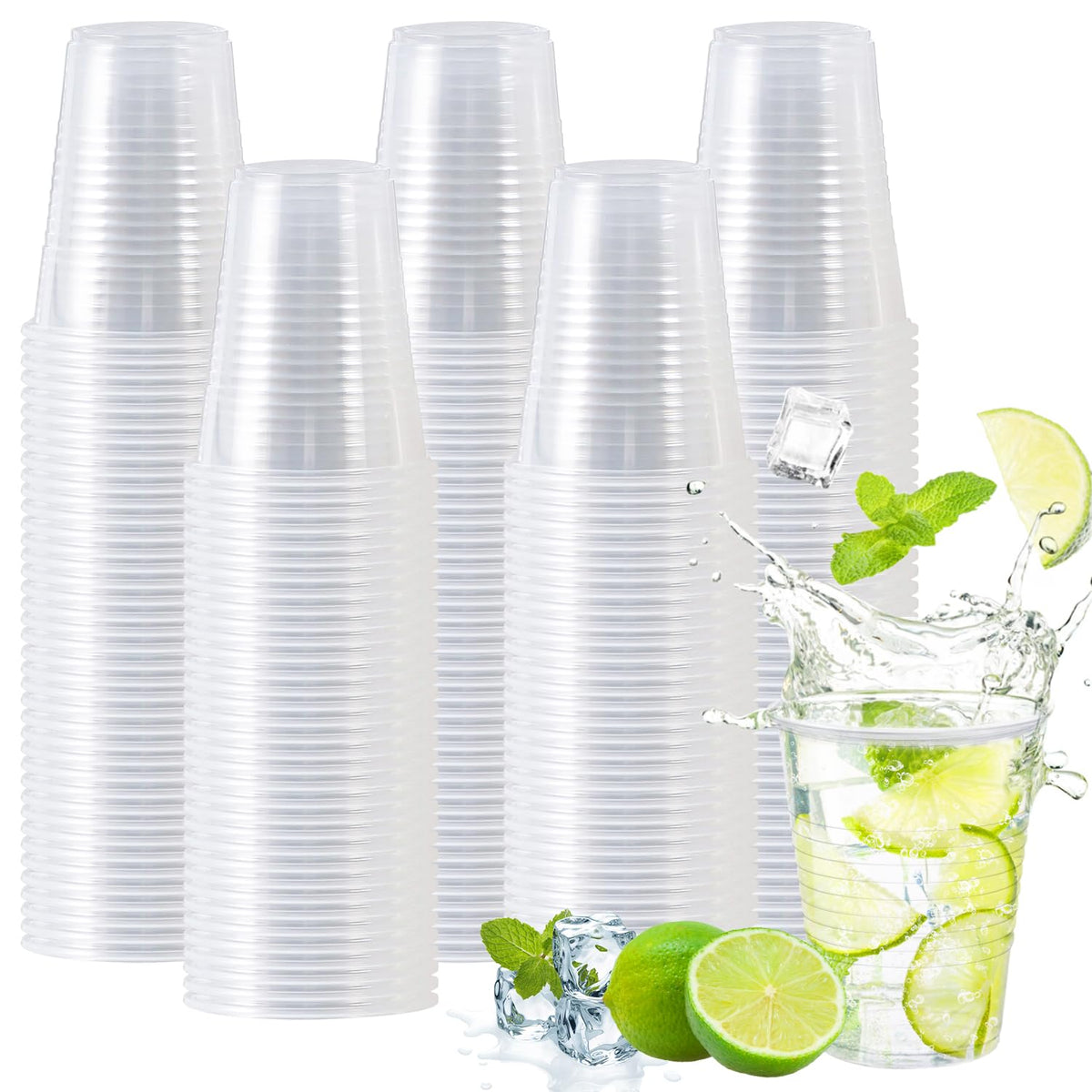 Clawsoff 500 Pack 9 oz Clear Plastic Cups Disposable Clear Water Cups