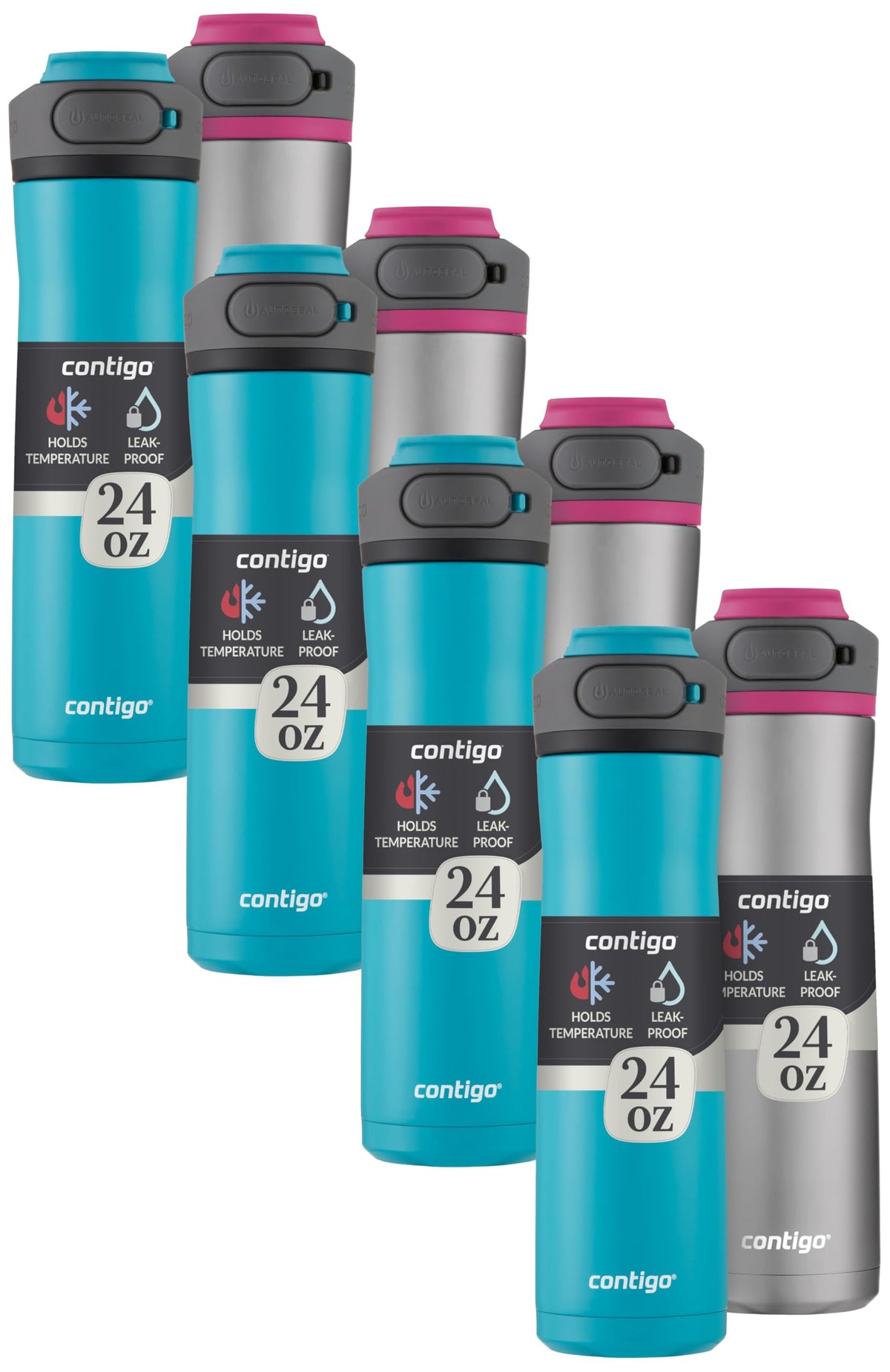 Contigo Cortland Chill 2.0 Blueberry Stainless Steel Water Bottle Vacuum-Insulated Spill-Proof Lid 24oz Ideal for Hot or Cold Drinks Interchangeable Lid Perfect for Kids & Adults