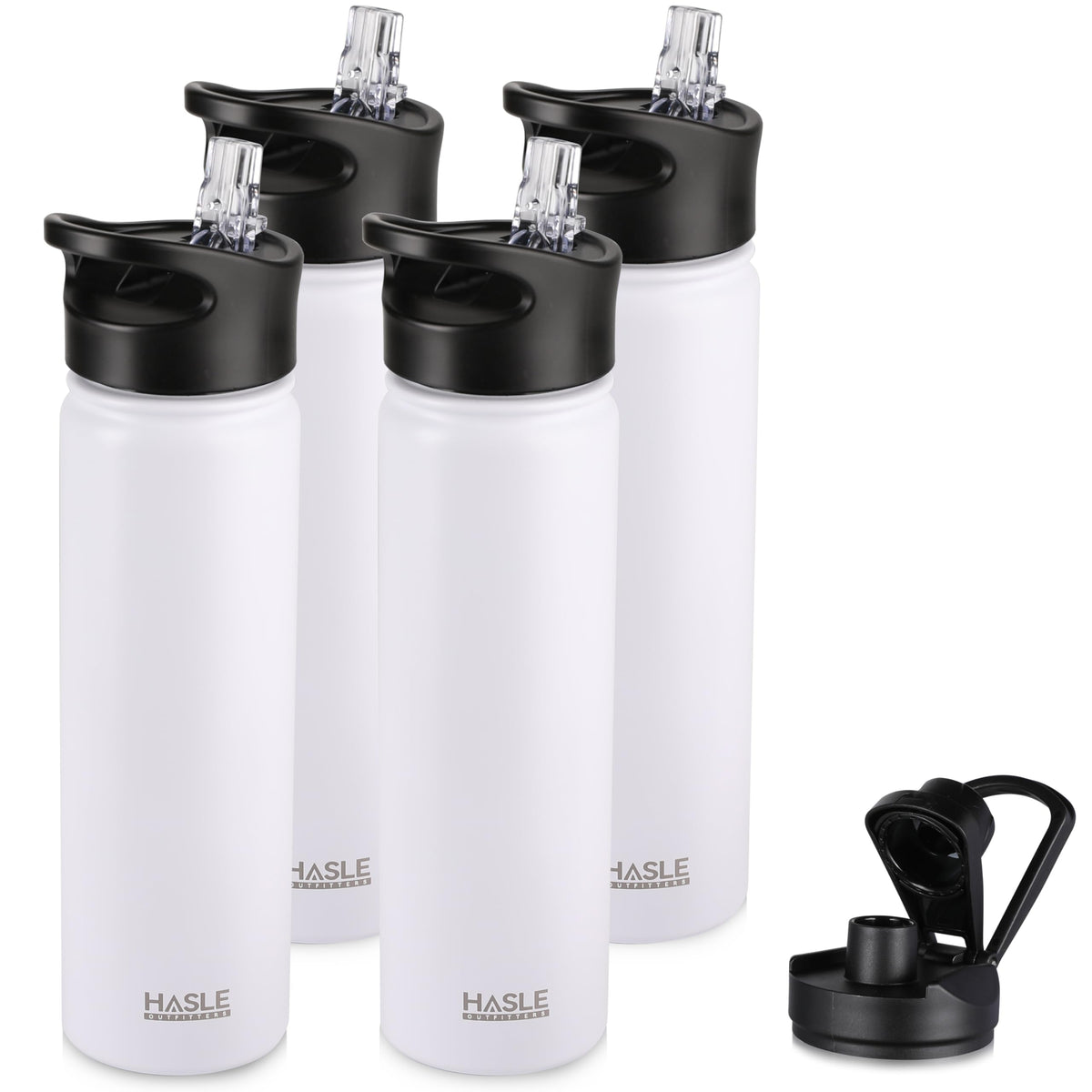 HASLE OUTFITTERS 32 oz Insulated Water Bottle Stainless Steel Double Walled Vacuum Sports Water Bottle with 2 Lids (Straw and Spout Lid) for Gym Camping Hiking(Black,1)