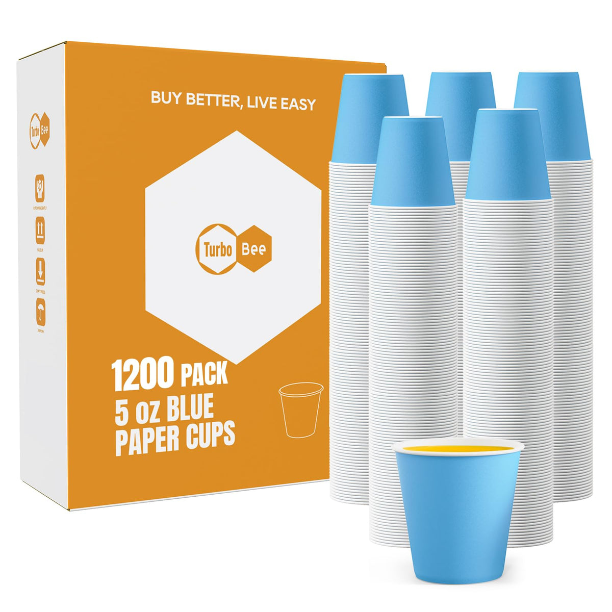 Turbo Bee 600 Pack 5oz Disposable Paper Cups Bulk - Cold Beverage Water Cups for Parties, Offices, Events, Snacks and Mouthwash Use